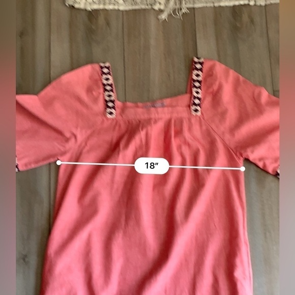Calypso St. Barth embroidered square neck shift dress pockets pink blue size xs - Picture 7 of 8